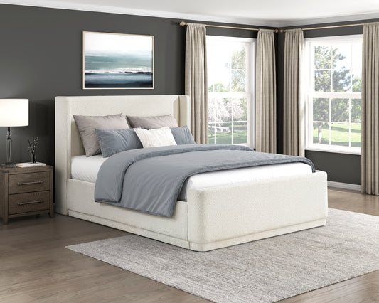 Leyla Cal King Textured Fabric Platform Bed Frame