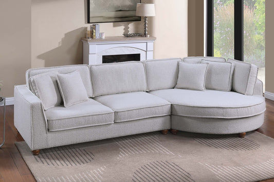 Ivory Boucle Designer Sectional Sofa Couch