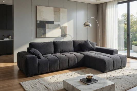 Octavia Upholstered Sectional Chaise Sofa Black