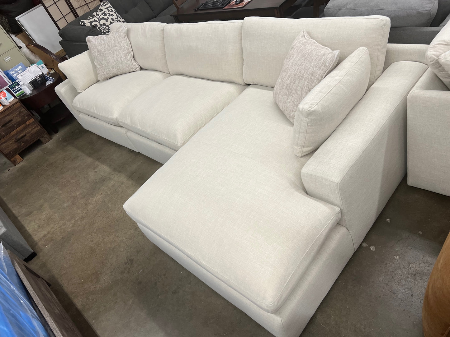 140" Right Side Facing Dreamscape Feather Cloud Sectional Sofa Couch