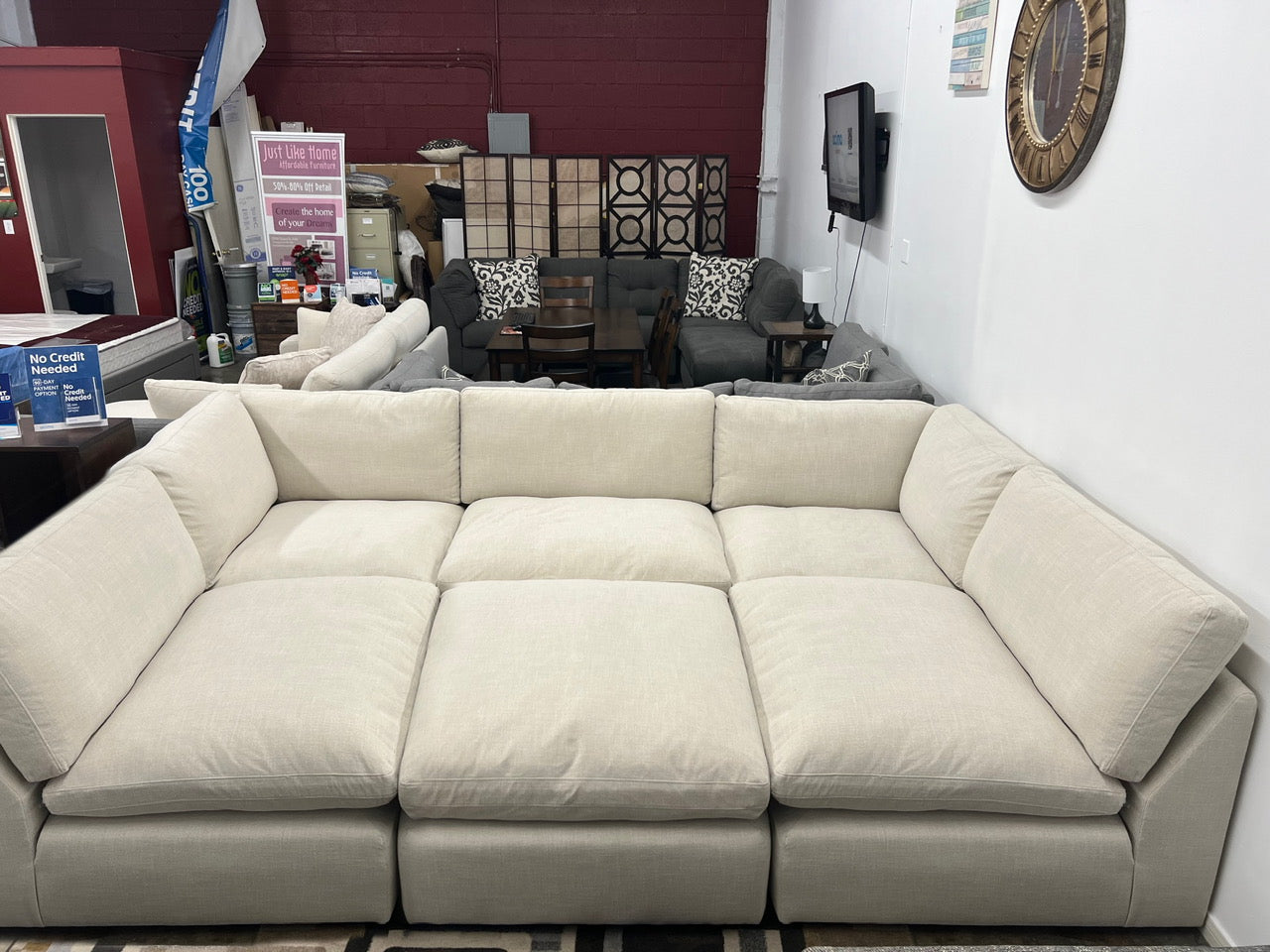 Pit Style 124 x 84 Dreamscape 6 Piece Feather Cloud Sectional Sofa Couch