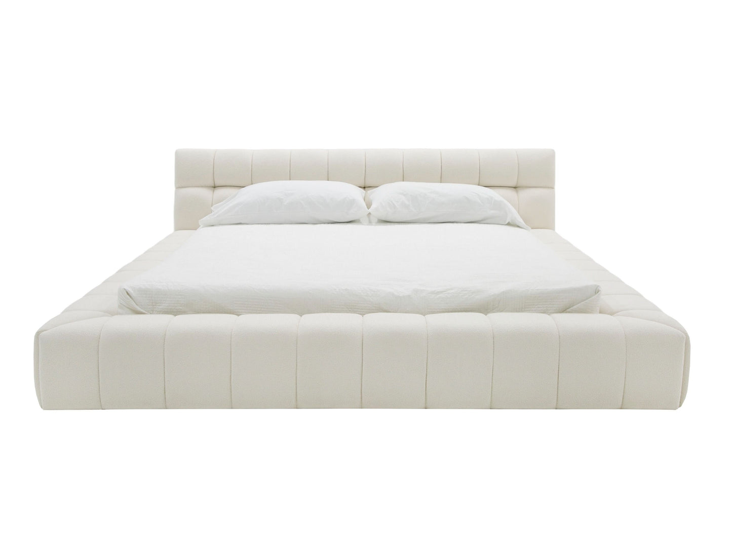 Mikan Luxury King Size Modern Tufted Off White Bed