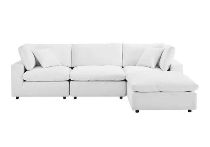 White Sea Breeze Feather Cloud Performace Velvet Sectional Sofa