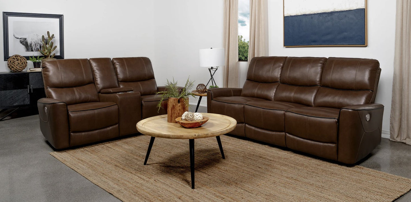 Greenfield 3-piece Power Reclining Sofa Set Saddle Brown