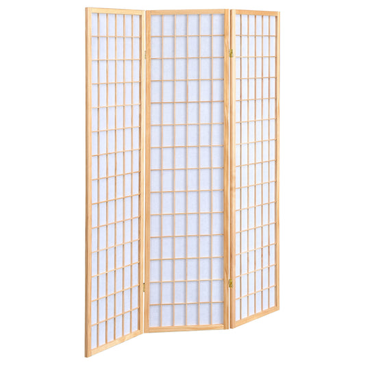 Biombo plegable Shoji de 3 paneles Carrie, color natural