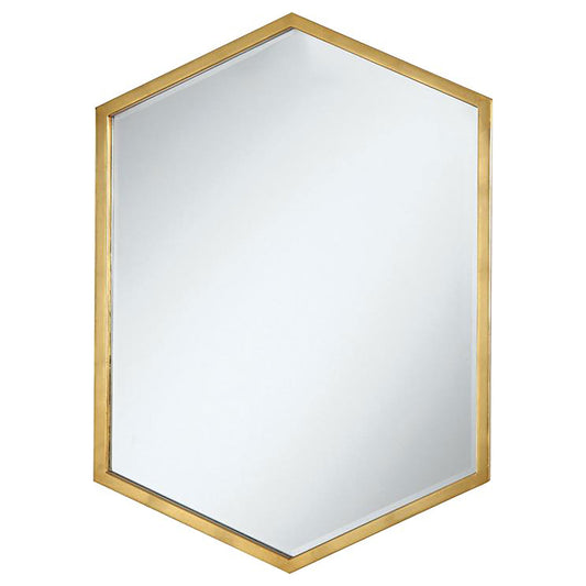 Espejo de pared hexagonal Bledel de 24 x 34 pulgadas, dorado