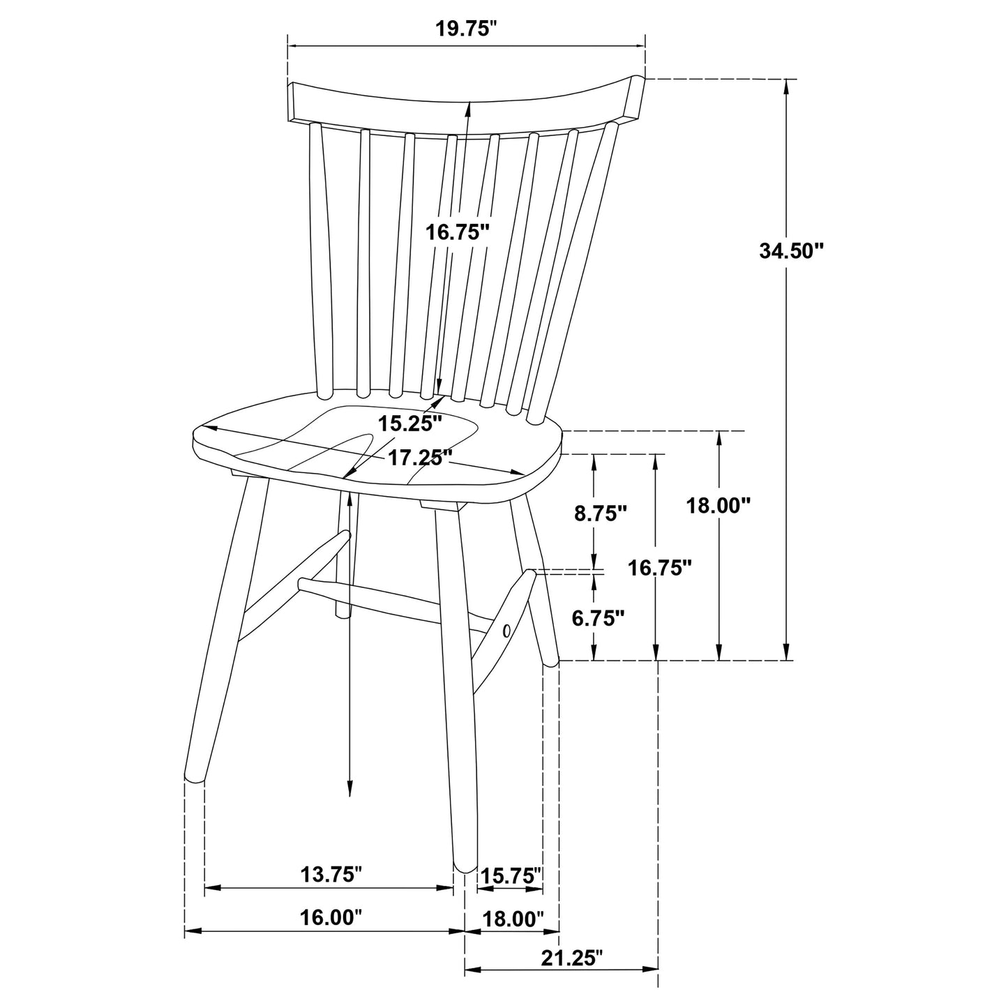 Hollyoak Windsor Spindle Back Dining Side Chairs Black (Set of 2)