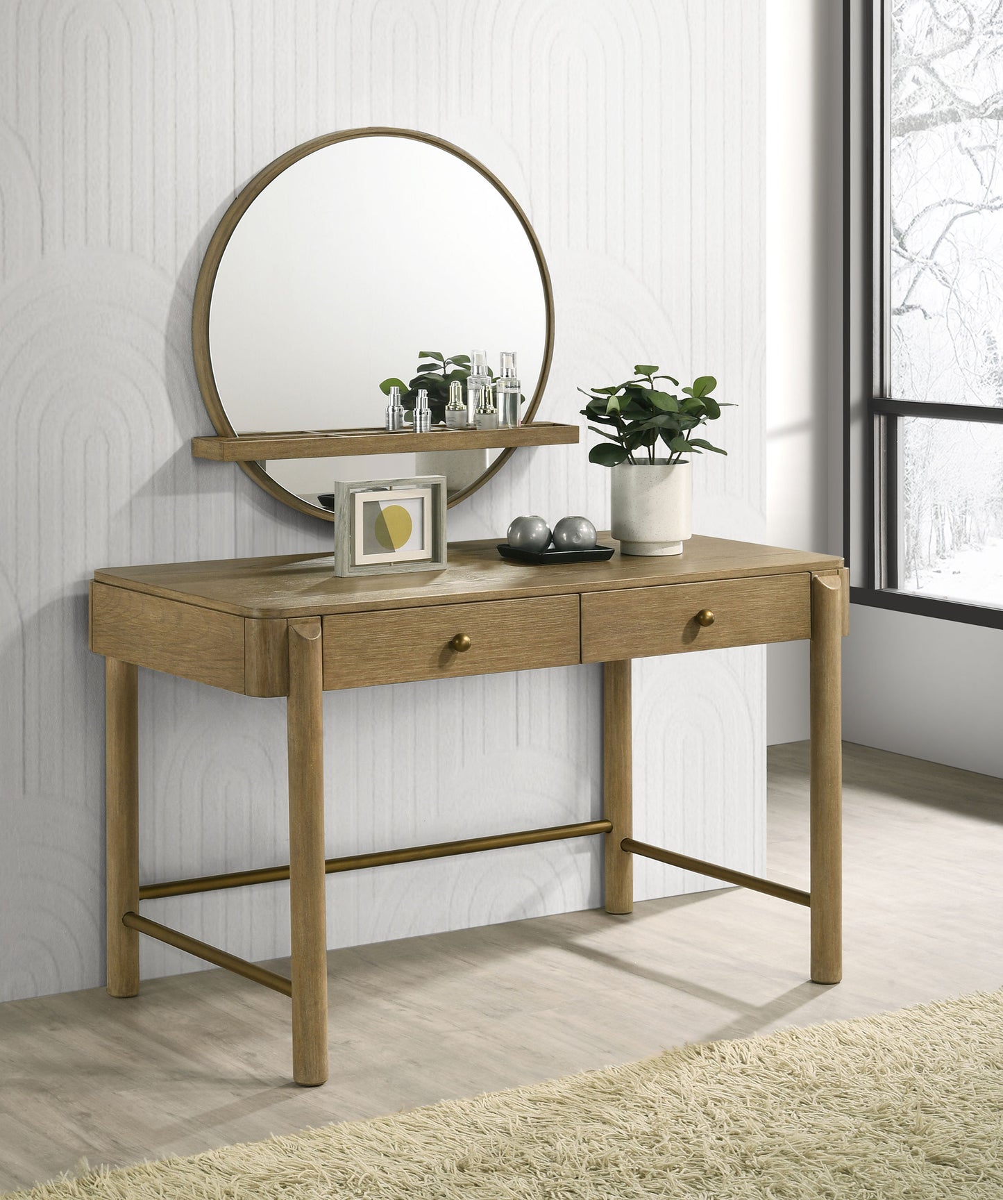 Arini 2-drawer Vanity Desk Makeup Table Sand Wash