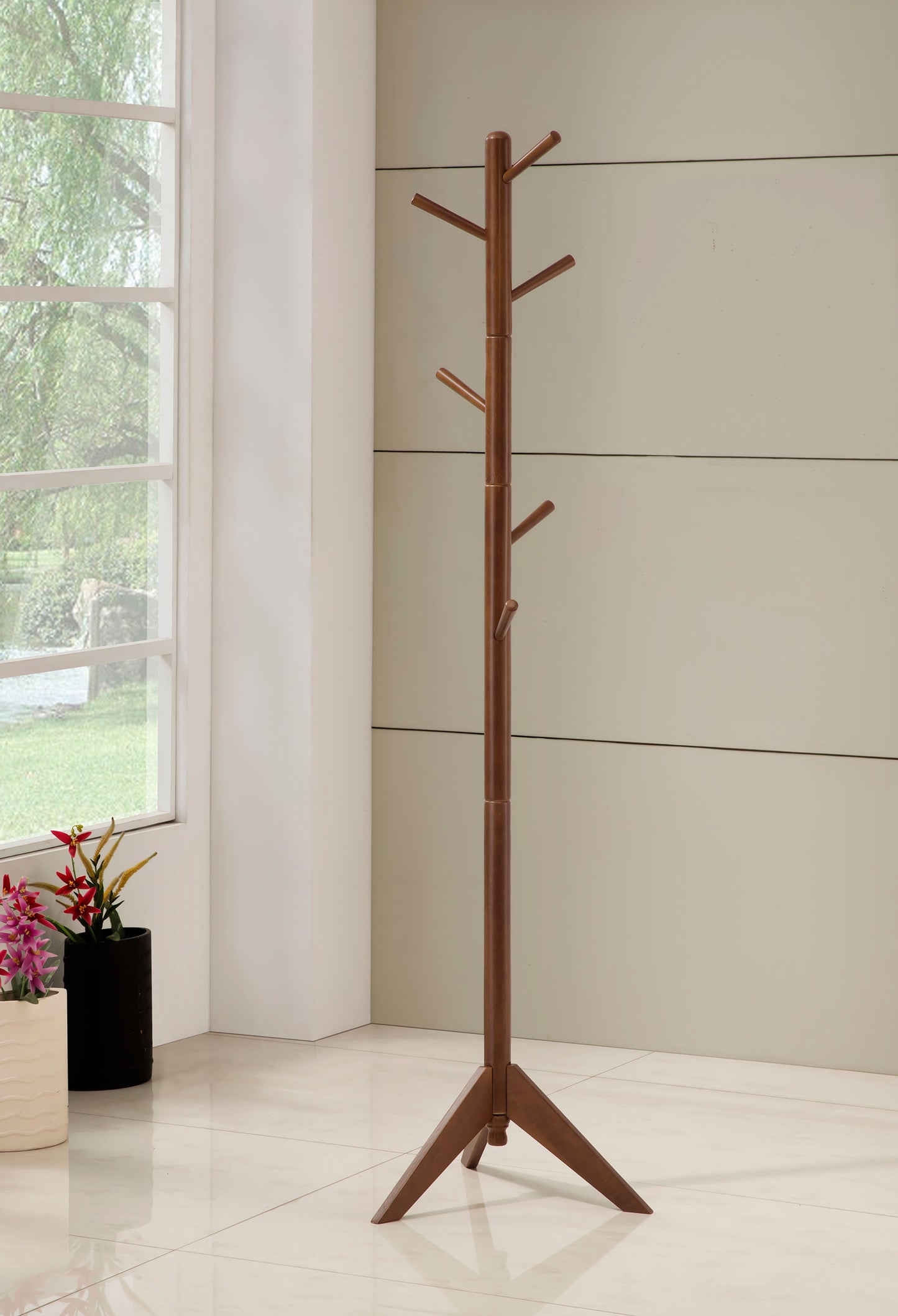 Devlin Coat Rack with 6 Hooks Walnut