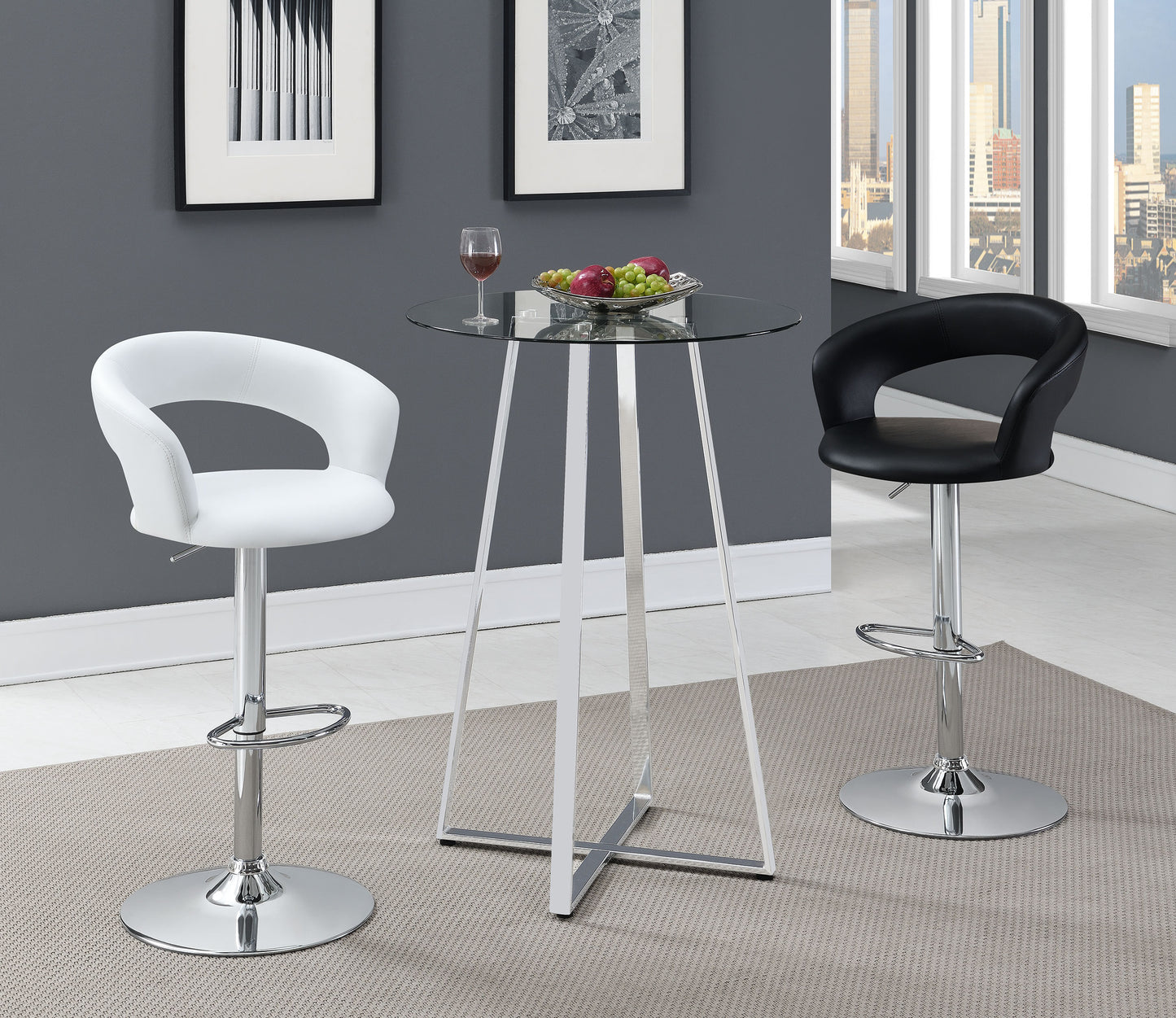 Barraza 29" Adjustable Height Bar Stool White and Chrome