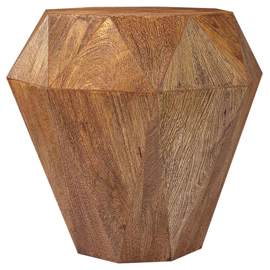 Mesa auxiliar octogonal Jacinto de madera maciza de mango, color marrón natural
