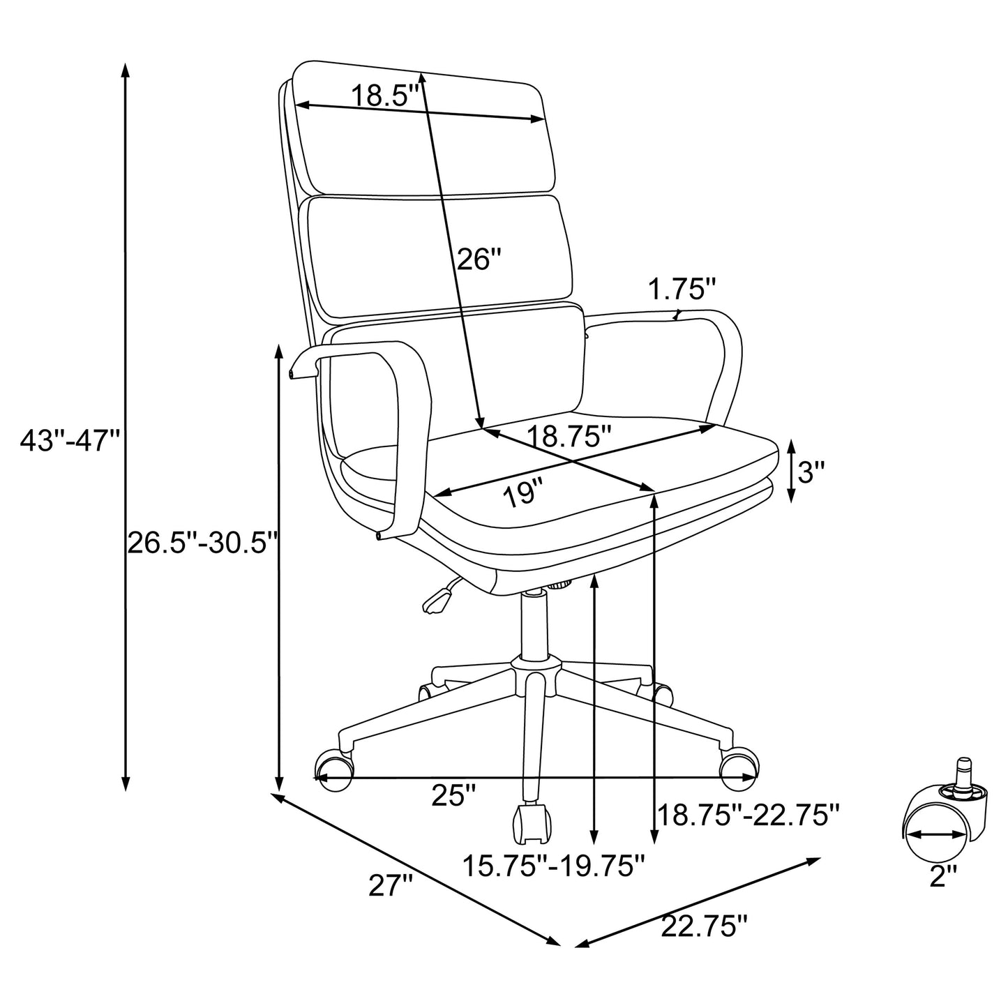 Ximena High Back Upholstered Office Chair White