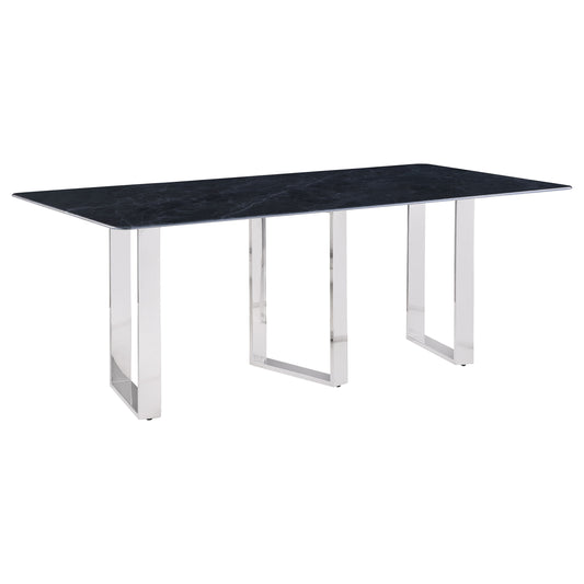 Mesa de comedor rectangular de piedra sinterizada Desden de 79 pulgadas, color gris