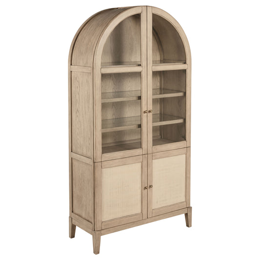 Vitrina de comedor Kailani de 4 puertas de caña en roble beige
