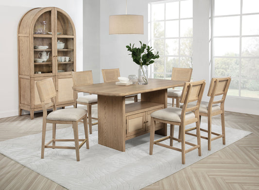 Juego de comedor Kailani de 8 piezas con gabinete de roble beige