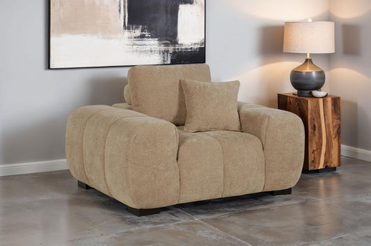 Helenia Upholstered Track Arm Accent Chair Camel