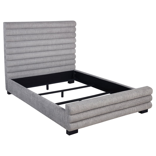 Cama Queen Patricia de 58 pulgadas tapizada en bouclé gris