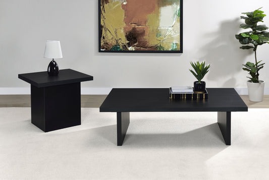 Juego de mesa de centro y auxiliar rectangular Max de 2 piezas, color negro