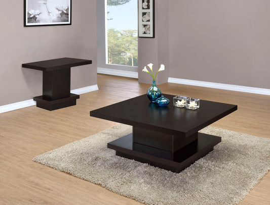 Juego de mesa de centro y auxiliar cuadrada de 2 piezas Reston Cappuccino