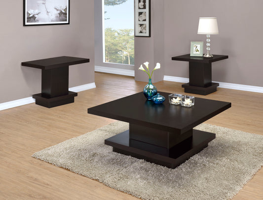 Juego de mesa de centro y auxiliar cuadrada de 3 piezas Reston Cappuccino