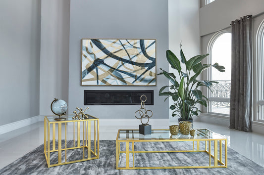 Juego de mesa de centro y auxiliar Adri de 2 piezas en latón mate