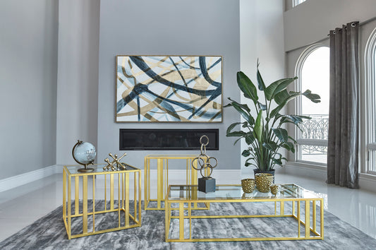 Juego de mesa de centro y auxiliar Adri de 3 piezas en latón mate