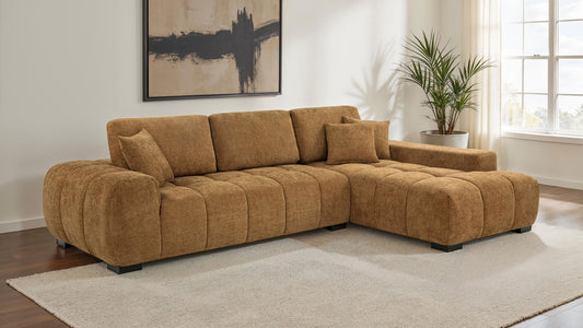 Helenia Upholstered Sectional Chaise Sofa Amber