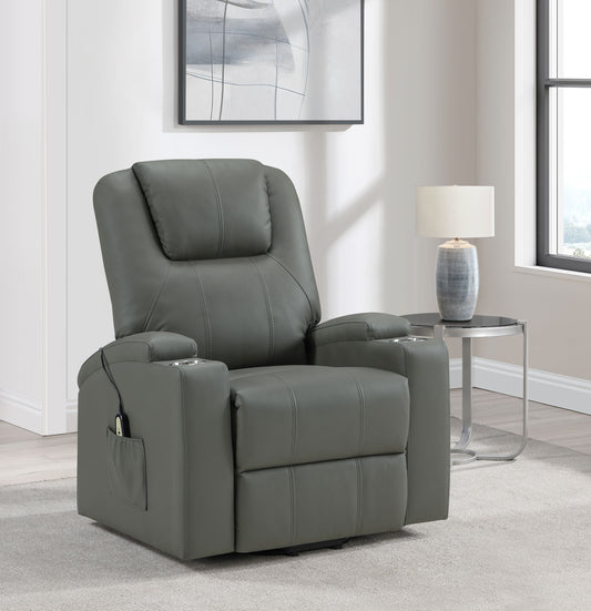 Armstrong Upholstered Power Lift Massage Recliner Grey