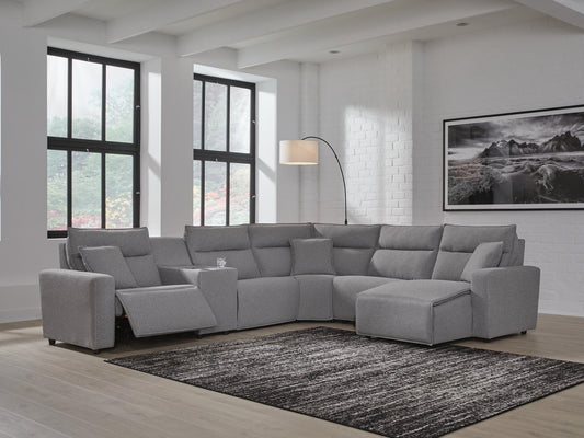 Seccional reclinable eléctrico ModMax II de 6 piezas con chaise longue