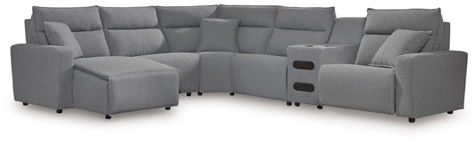 Seccional reclinable ModMax II de 6 piezas con chaise longue y consola de audio