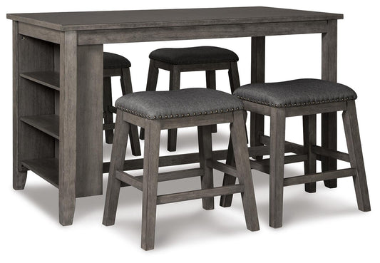 Mesa de comedor alta Caitbrook y 4 taburetes