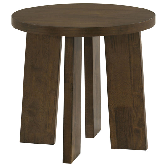 Strouse Contemporary Round End Table in Walnut
