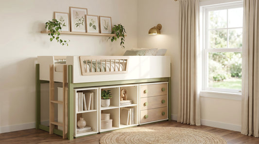 Evren Twin Storage Loft Bed 4-piece Set with Bookcases Tri-Tone