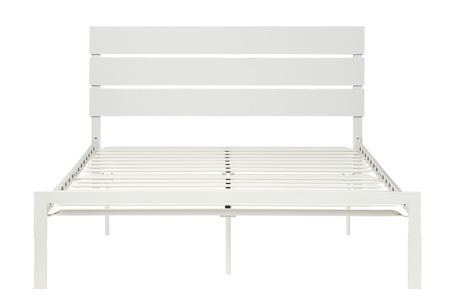 Queen Metric White Metal Platform Bed Frame