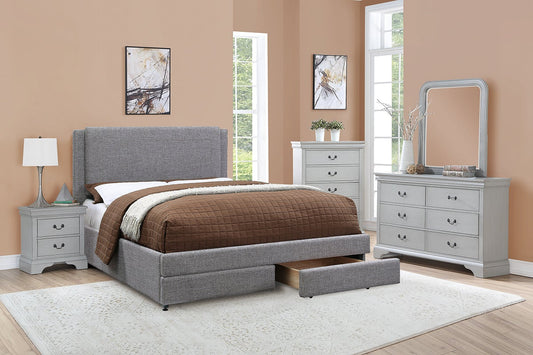 Truman Standard King Fabric Bed Frame with Double Drawer