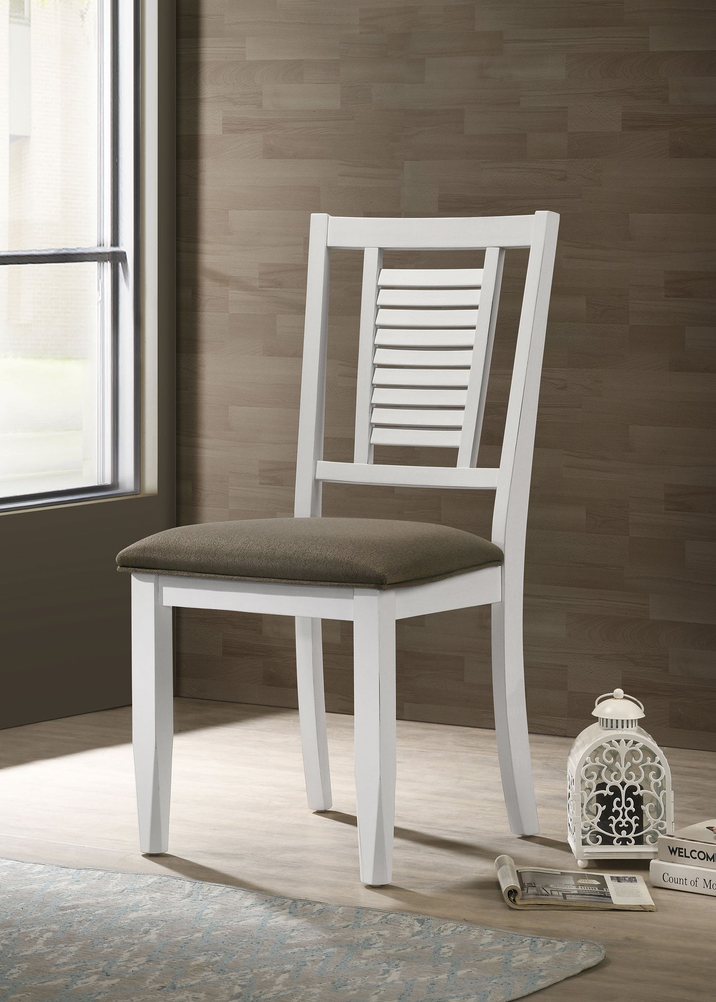 Appleton Ladder Back Dining Side Chair White and Brown (Set of 2)