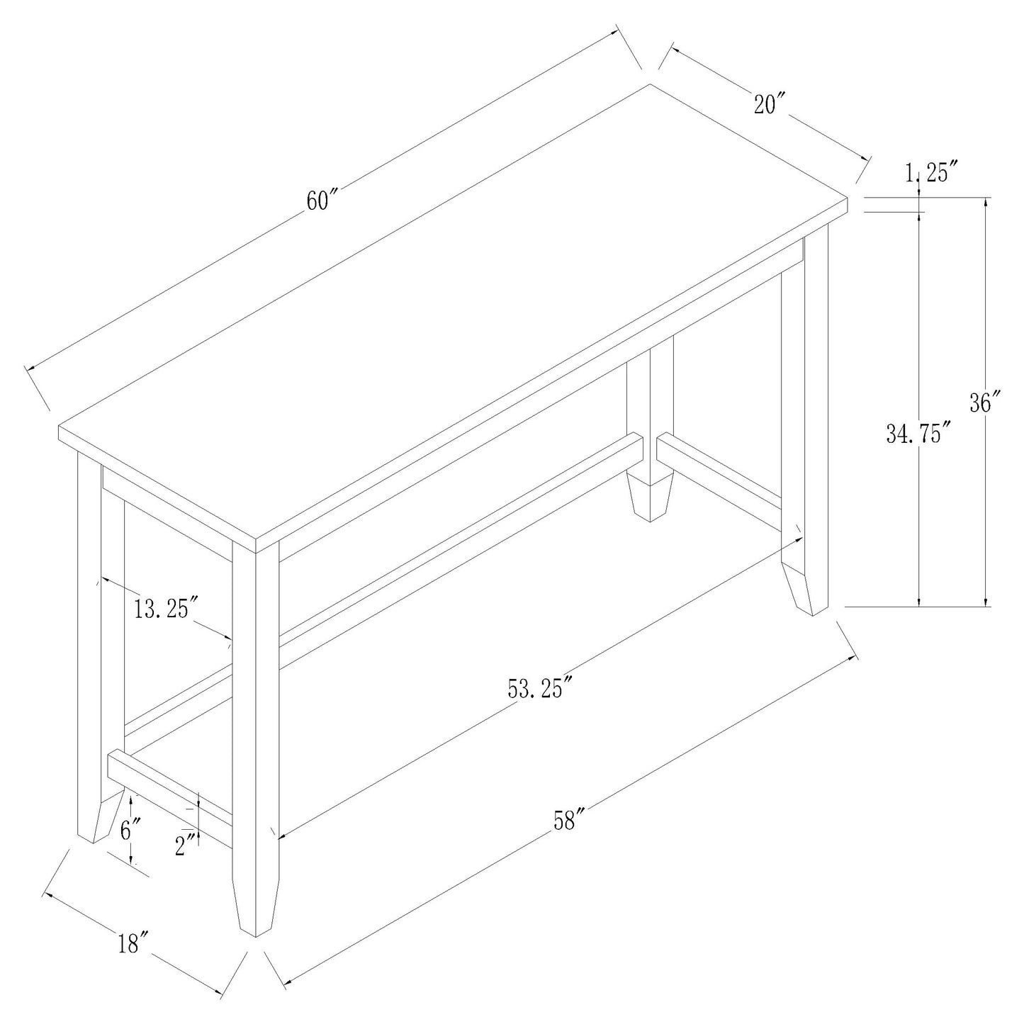 Toby Rectangular Marble Top Counter Height Table Espresso and White