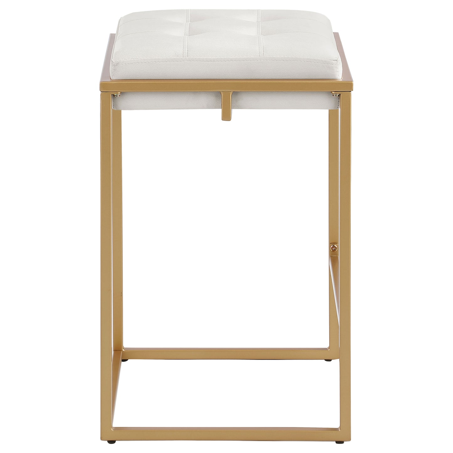 Nadia Square Padded Seat Counter Height Stool (Set of 2) Beige and Gold