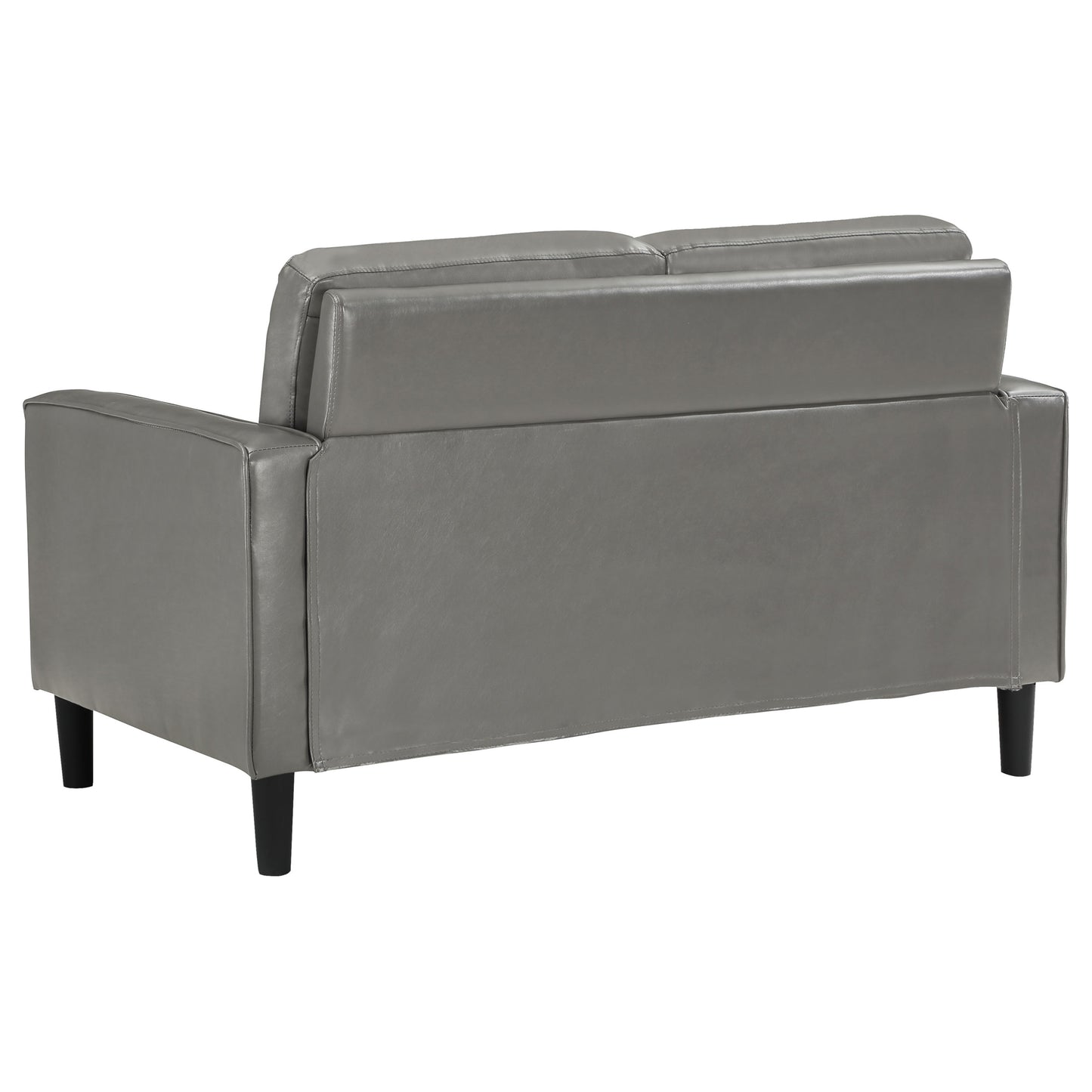 Ruth Upholstered Track Arm Faux Leather Loveseat Grey