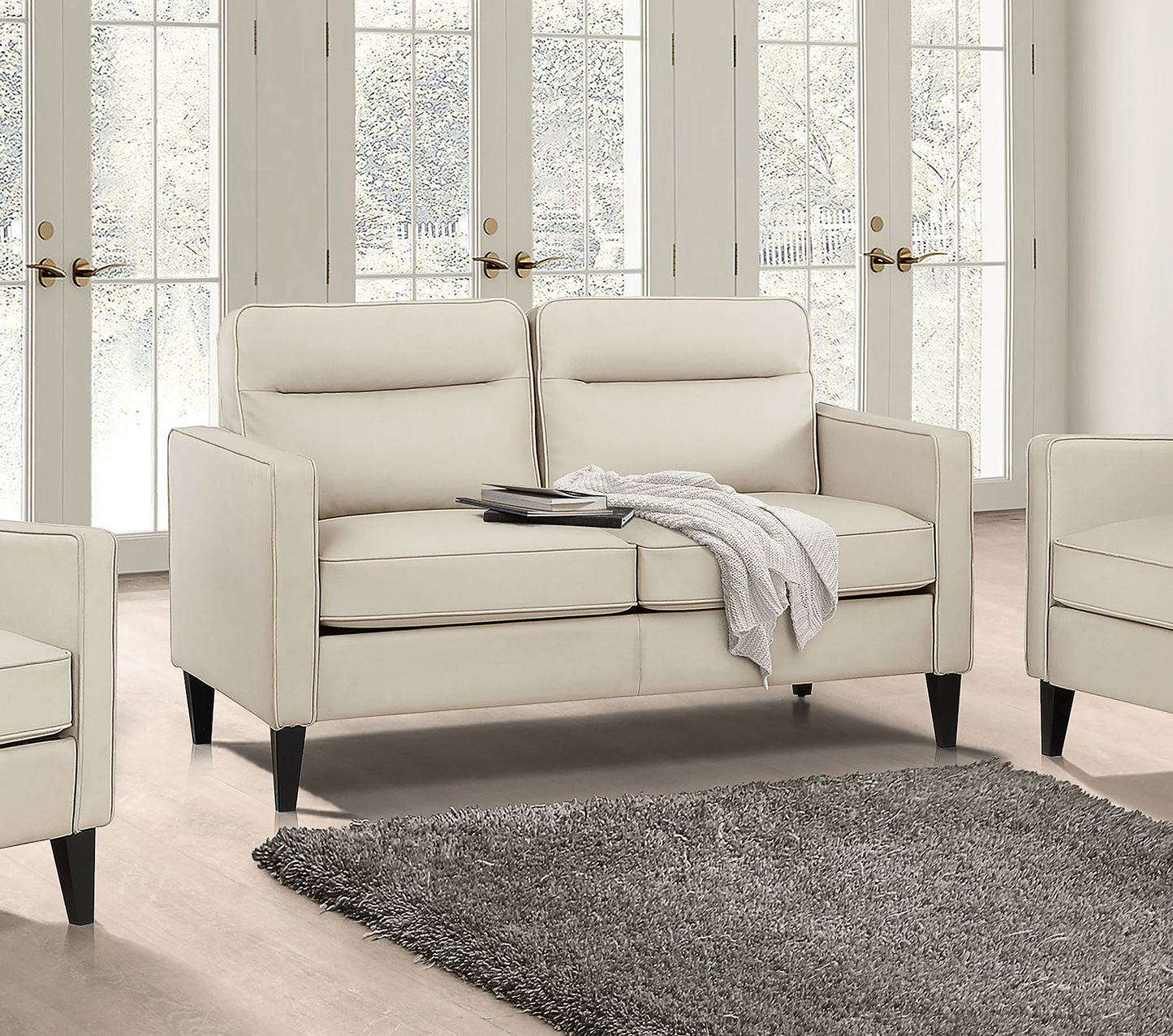 Jonah Upholstered Track Arm Loveseat Ivory