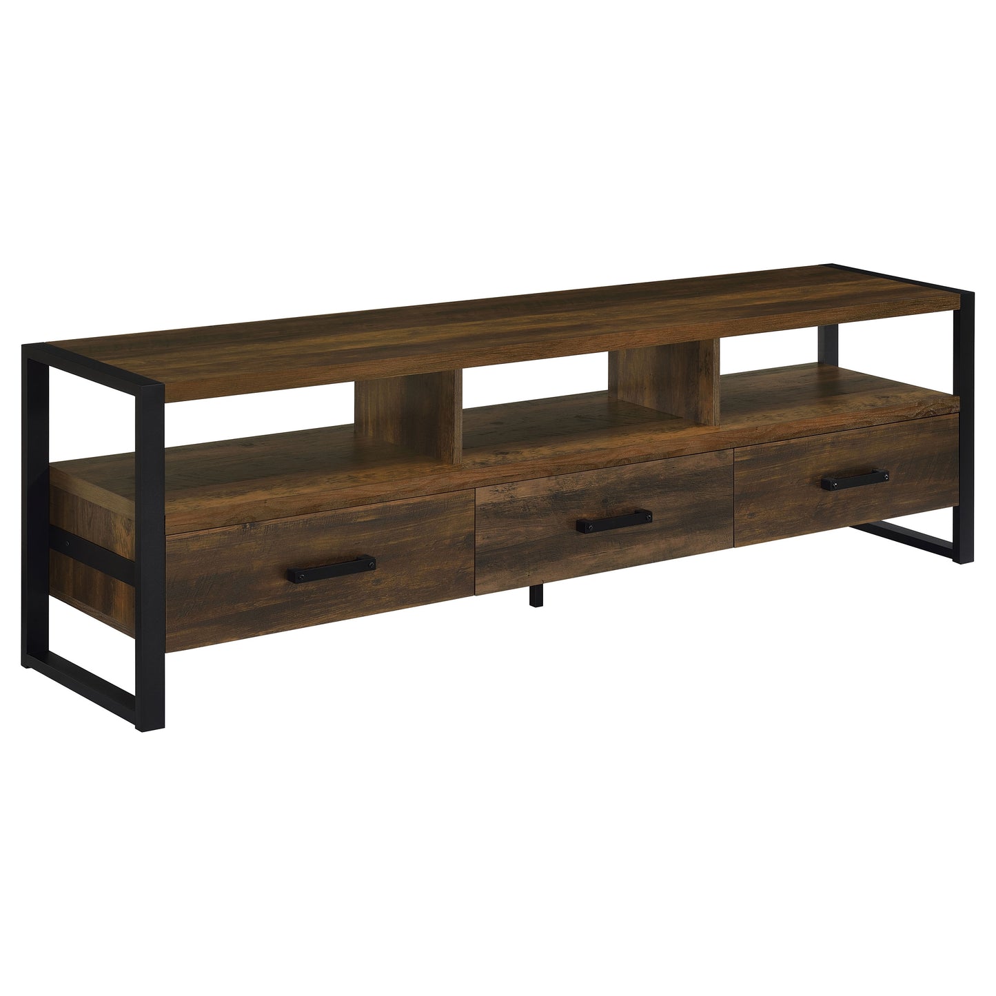 James 3-drawer Composite Wood 71" TV Stand Dark Pine