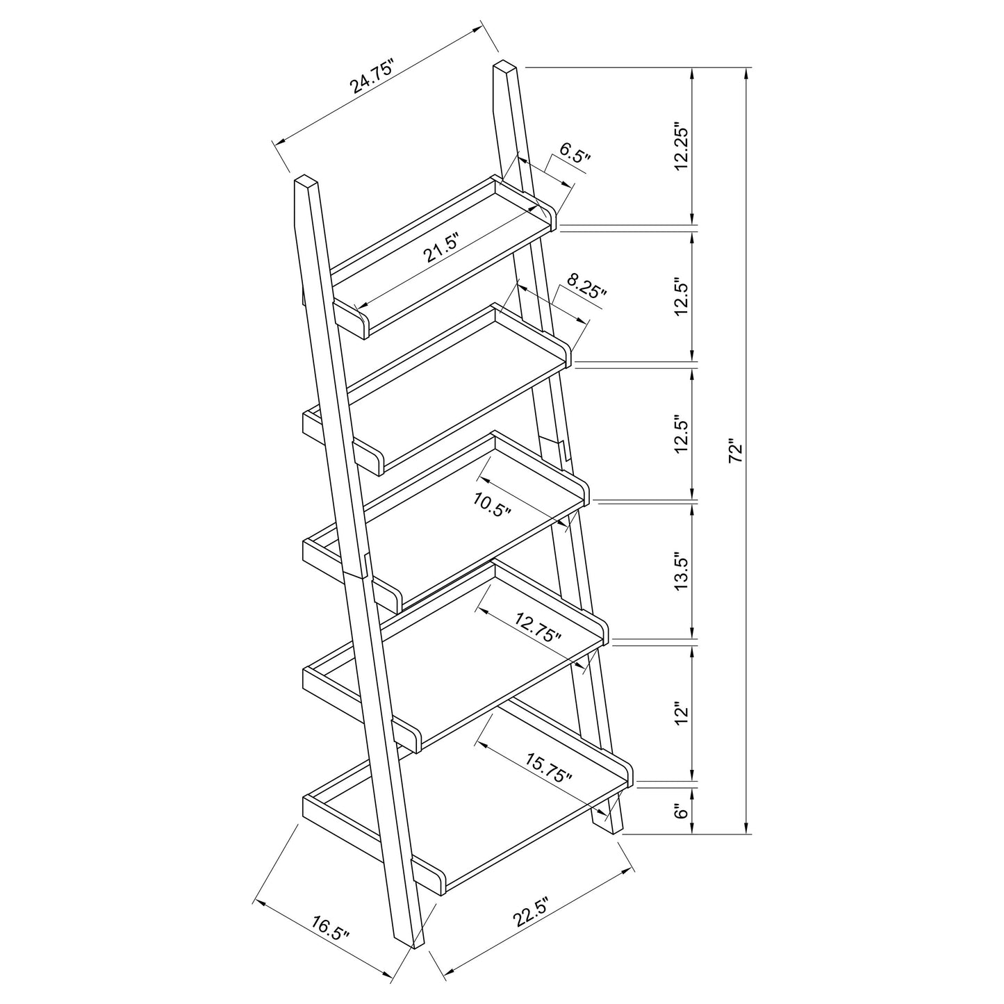 Colella 3-piece Storage Ladder Bookcase Set Cappuccino