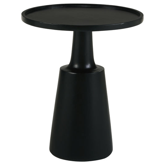 Mesa auxiliar redonda Ixia de madera maciza de mango con acento y tinte negro