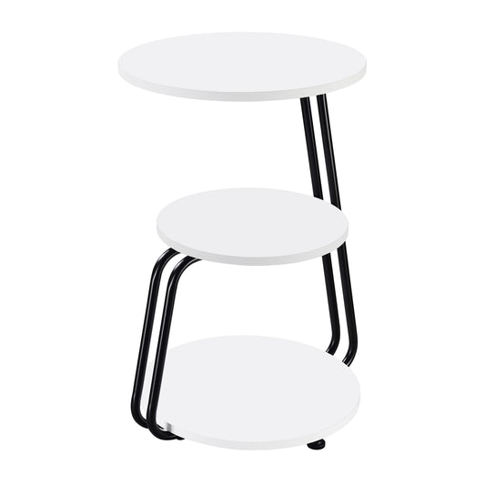 Mesa auxiliar redonda de 3 niveles Hilly en blanco y negro