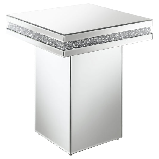 Mesa auxiliar cuadrada con espejo Elora plateada