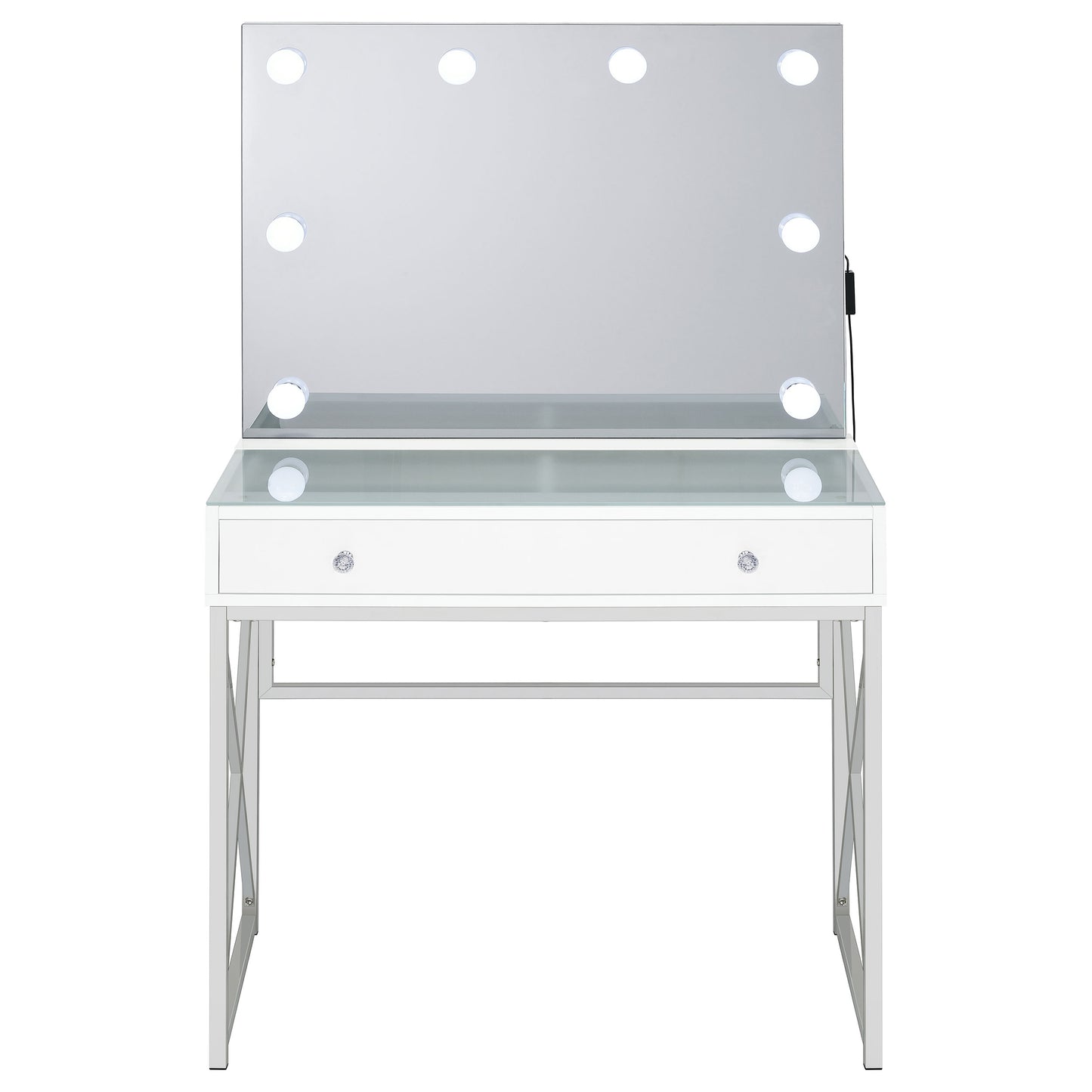 Eliza 2-piece Vanity Set with Hollywood Lighting White and Chrome