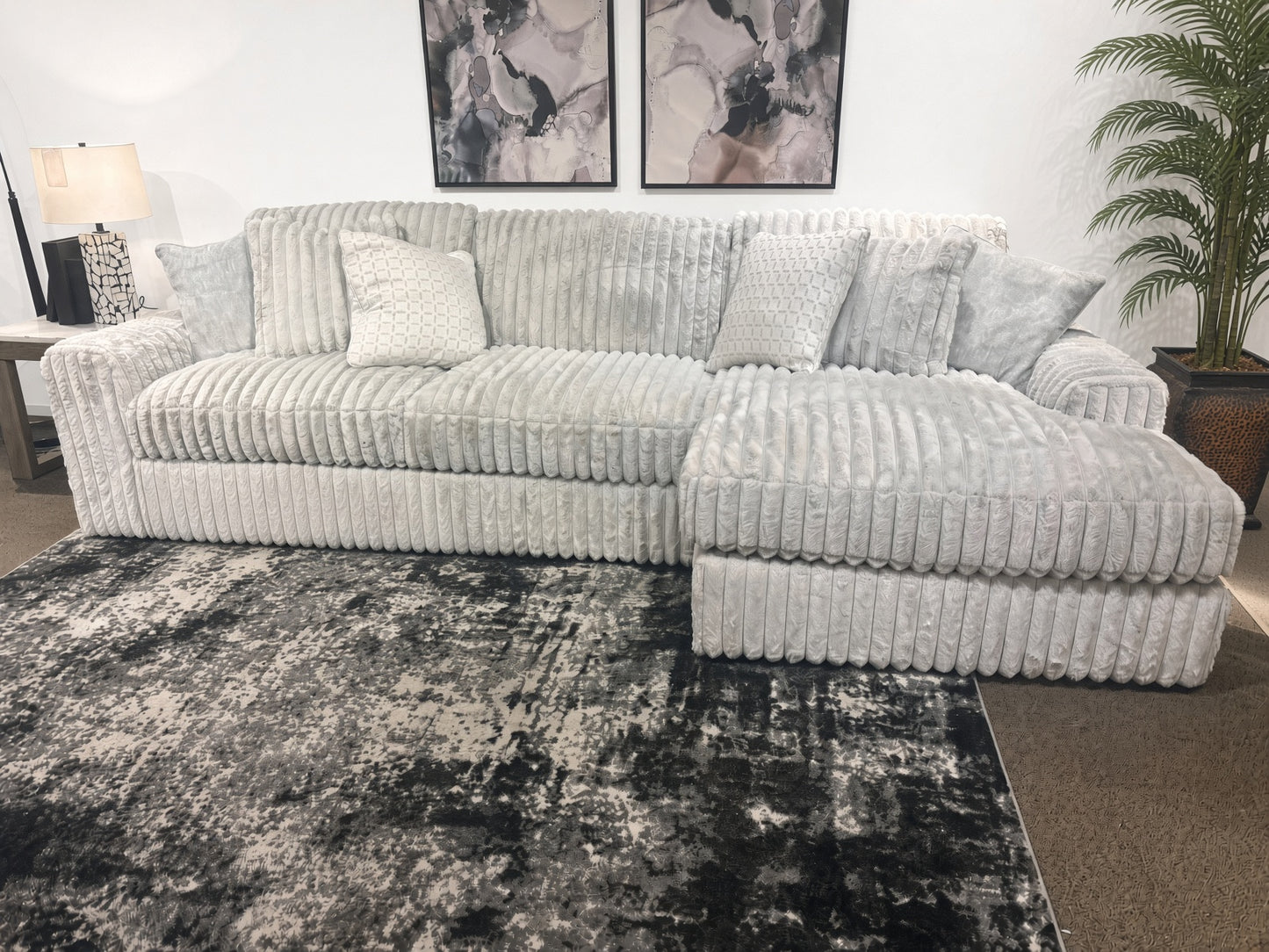 Retro Lounge Ultra Plush Feather Cloud 140” Sectional Sofa