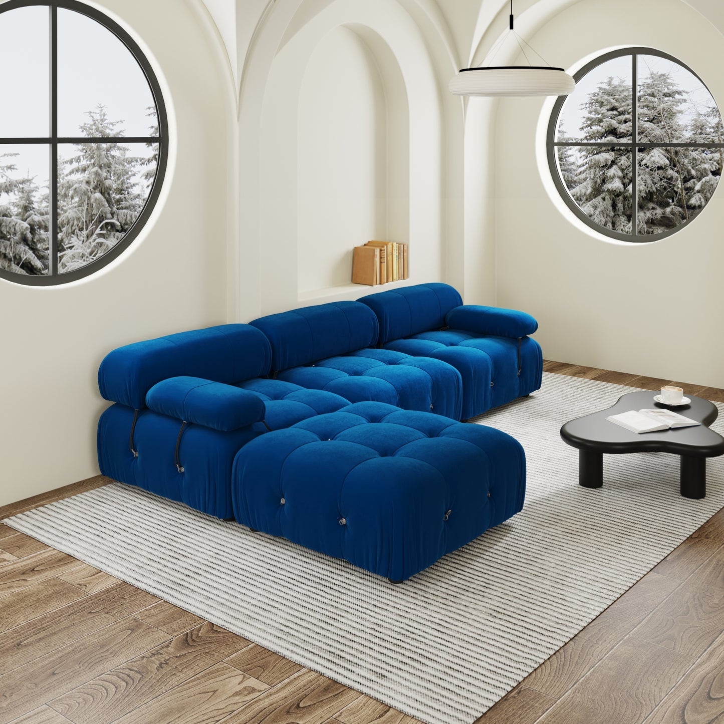 Bellini Velvet 4 Piece Modular Sectional Sofa Couch