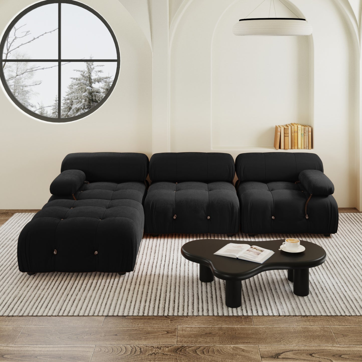 Bellini Velvet 4 Piece Modular Sectional Sofa Couch