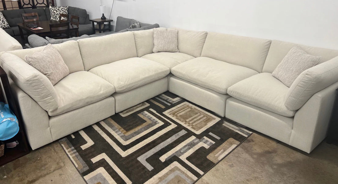 124 x 124 Dreamscape Feather Cloud L-Shape Sectional Sofa